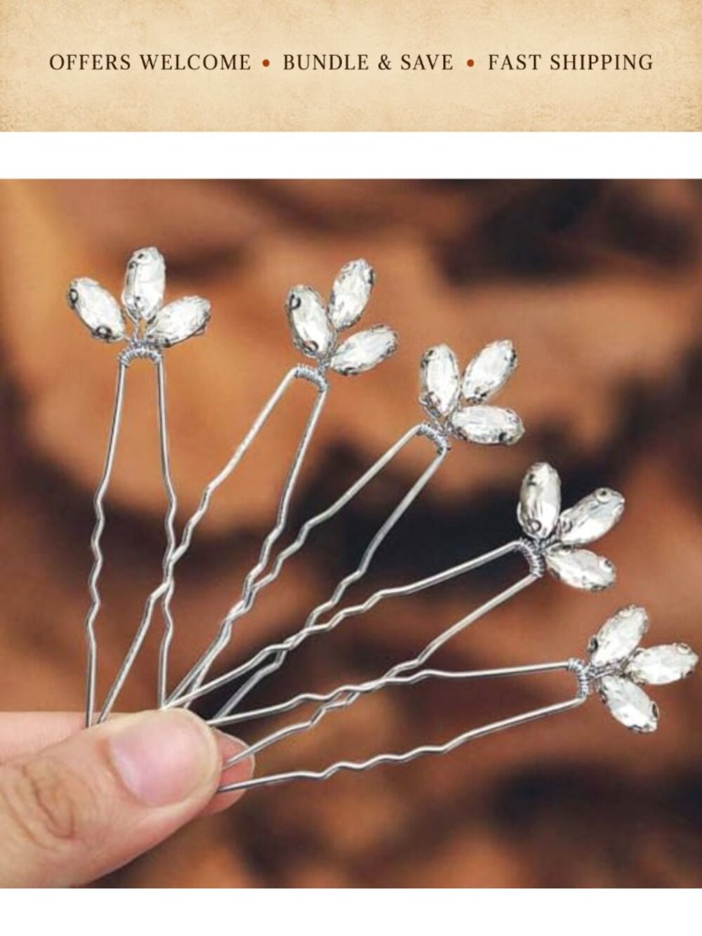 Crystal Bridal Hair Pins Set Wedding Hair Accessories for Brides